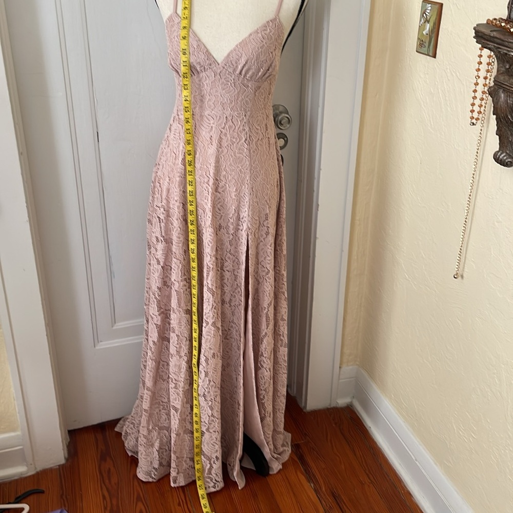 Anthropologie NWT Fame and Partners Charlotte Lace Maxi Gown Size 6 Blush‎ - Picture 3 of 10